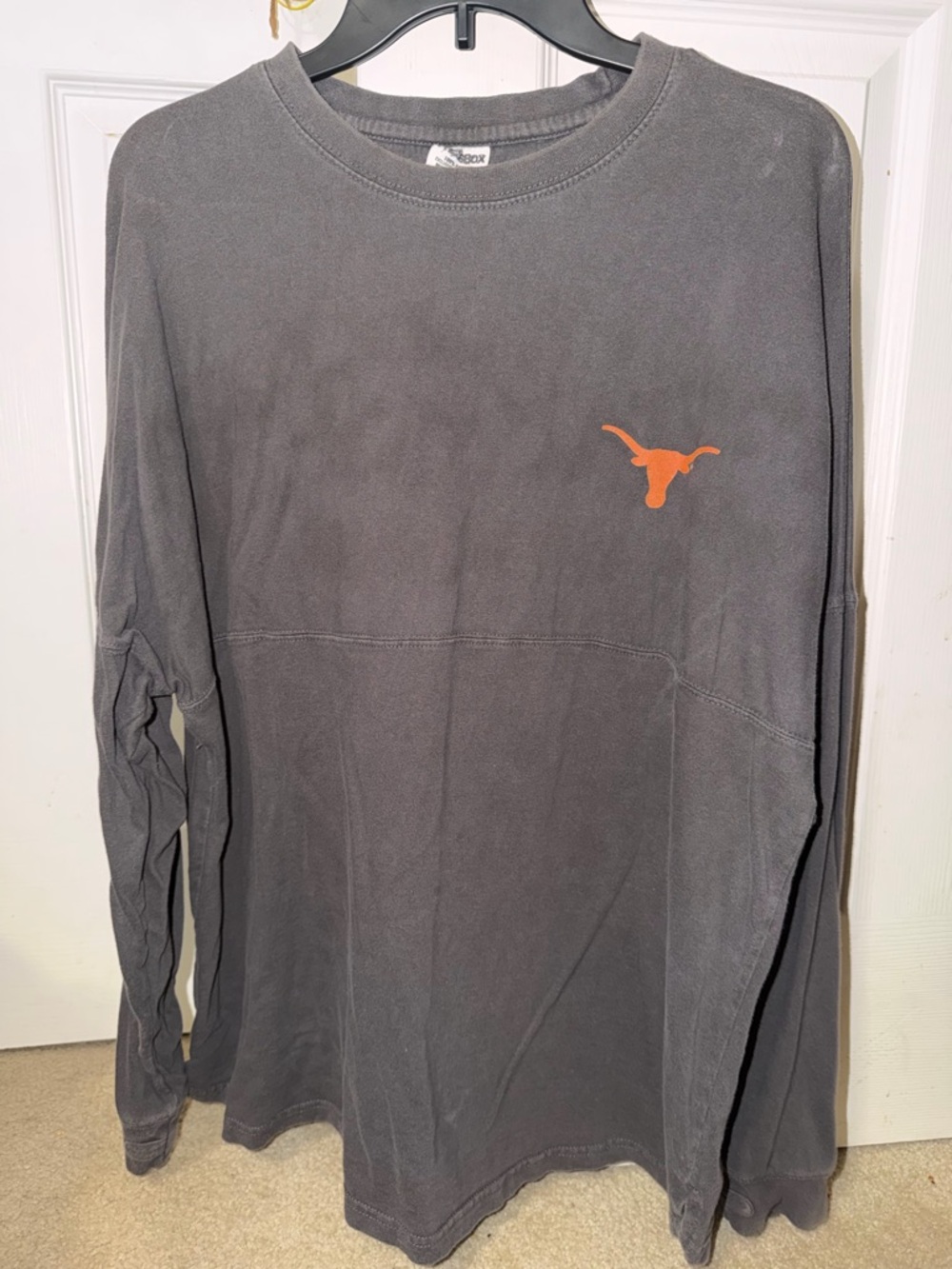 Pressbox Charcoal Gray Long-Sleeve Shirt with Orange Longhorn Logo